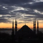 view, istanbul, tourism, dusk, sunset, travel, city, minarets, dome, sultan ahmet mosque, nature, sky